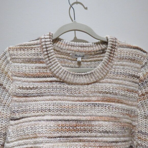 MADEWELL Space-Dyed Canton Pullover Sweater Marled Harvest Small Neutral Grandma - Picture 4 of 14